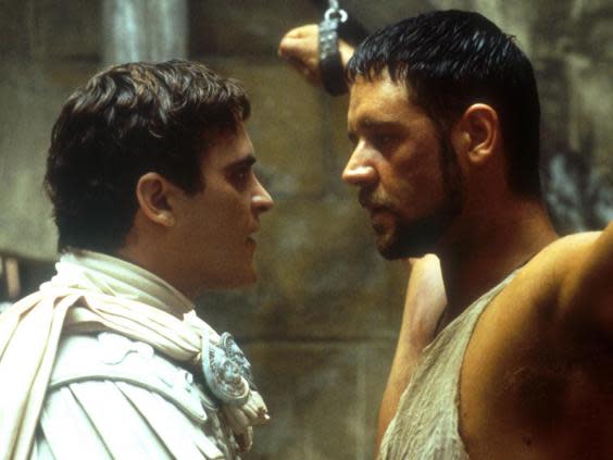 Joaquin Phoenix was compelling as the villainous Commodus, with the script being adjusted to fit his performance (Universal Pictures)