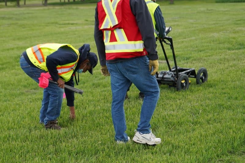 A crew performs a ground-penetrating radar search of a field near the former Marieval Indian Residential School in Grayson