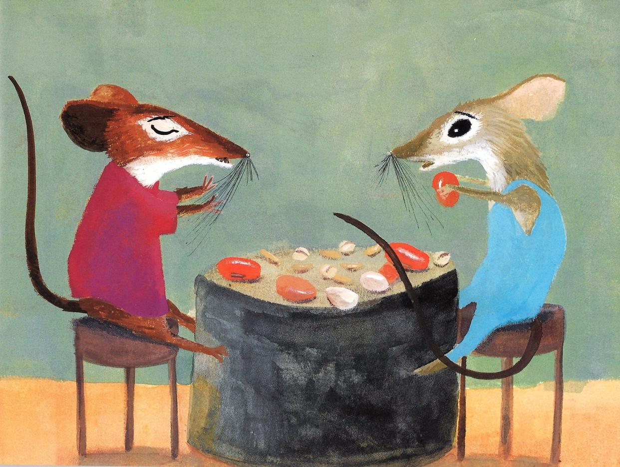 City Mouse and Country Mouse share in each other's difference in "Mousetropolis," illustrated by Greg Christie.