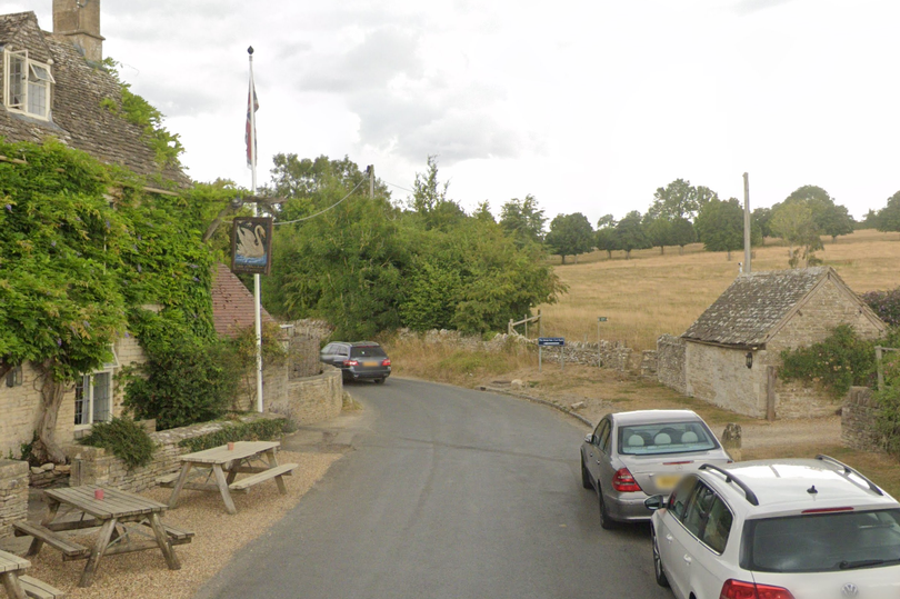 The pretty village of Swinbrook and the Swan Inn pub