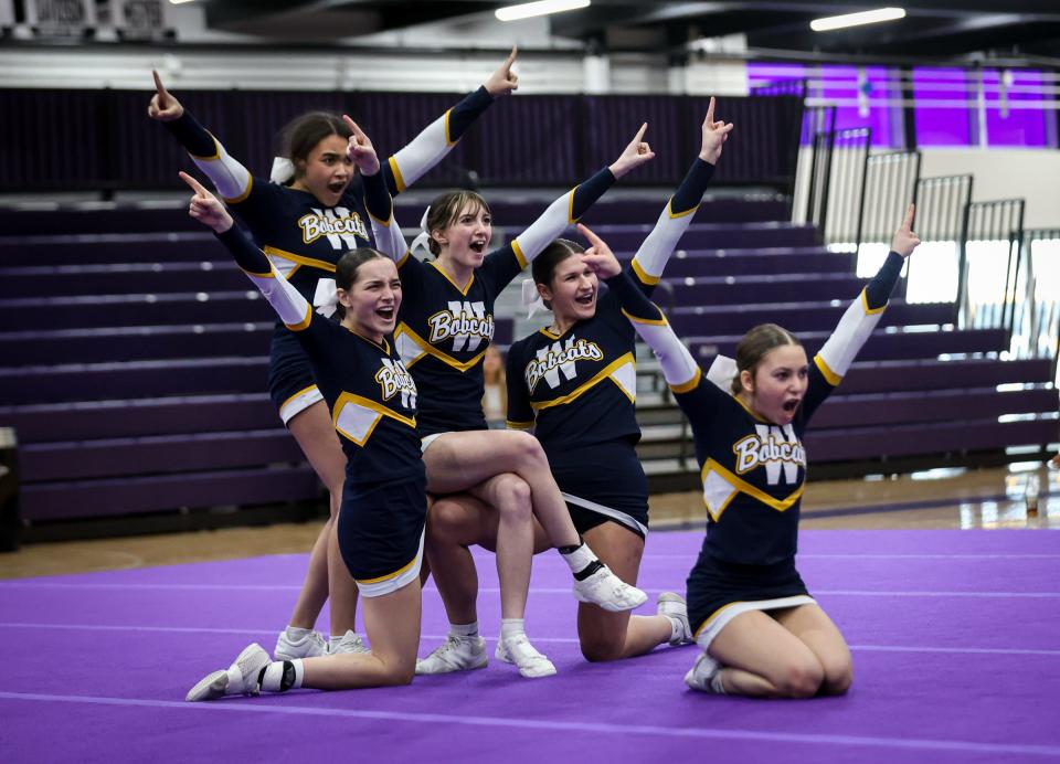 Whiteford's Varsity Competitive Cheer team performs at the Woodhaven High School Invitational Saturday. The second-year program placed fourth.