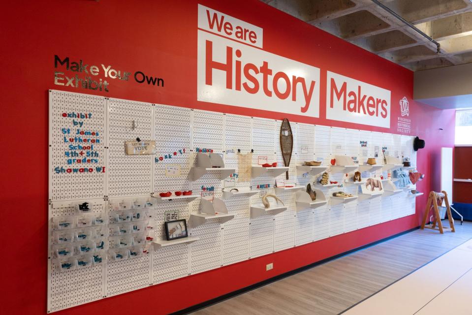 Students get the opportunity to build their own Wisconsin history exhibit during programming in the Wisconsin Historical Society's History Makers education room in Madison.