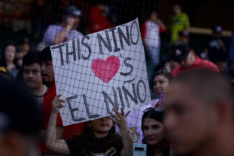 Fernando Tatis returned to the playing field with the El Paso Chihuahuas at Southwest University Park on Tuesday, April 11, 2023 in El Paso, Texas.