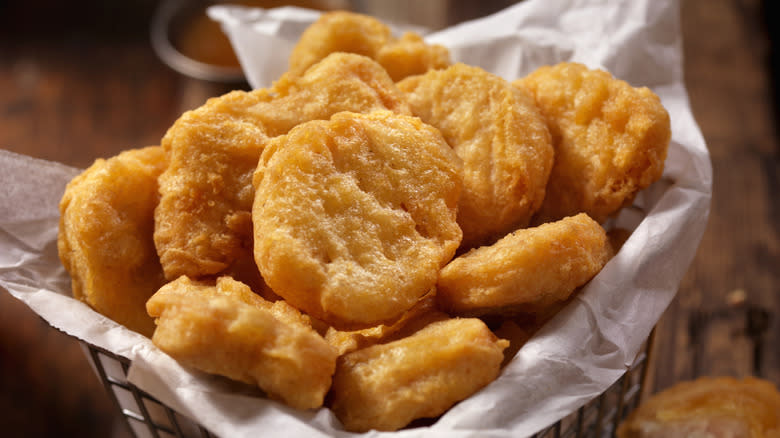 chicken nuggets in basket