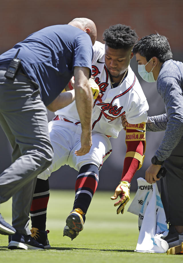 Acuna leaves Braves game with apparent left ankle injury