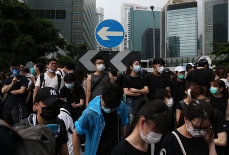 Protesters demonstrate against a proposed extradition bill in Hong Kong