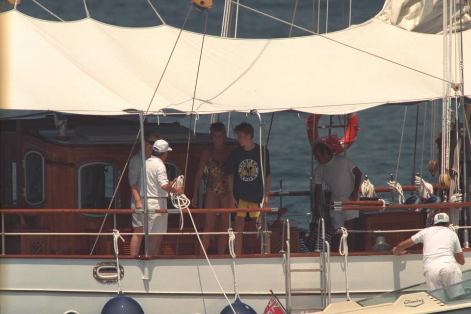 Princess Diana and Prince William on Dodi Fayed’s yacht