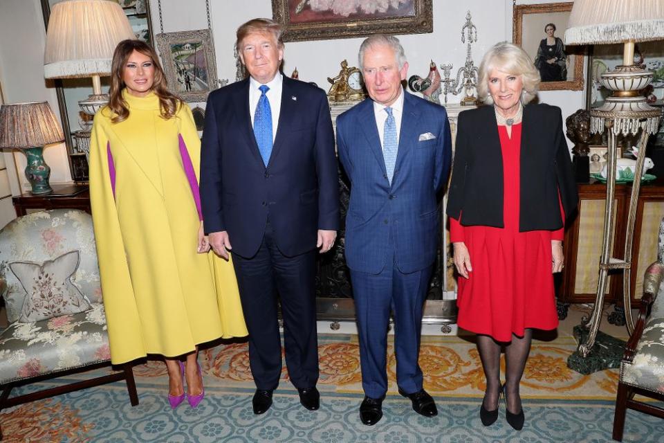 From left: First Lady Melania Trump and President Donald Trump meet with Prince Charles and Camilla, Duchess of Cornwall, for tea at Clarence House in London. | Chris Jackson - WPA Pool/Getty