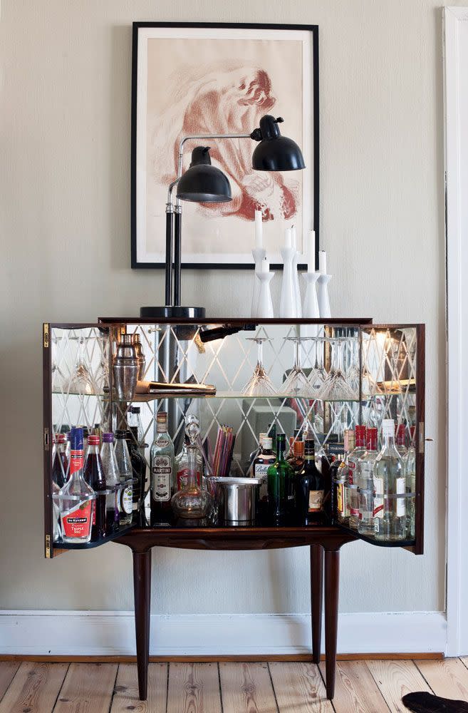 The Retro Drinks Cabinet This vintage cabinet wouldn’t look out of place in Carrie Bradshaw’s apartment and will slot into almost any style of home seamlessly. It won’t take up much space, either, and fits a fair amount of booze in it.