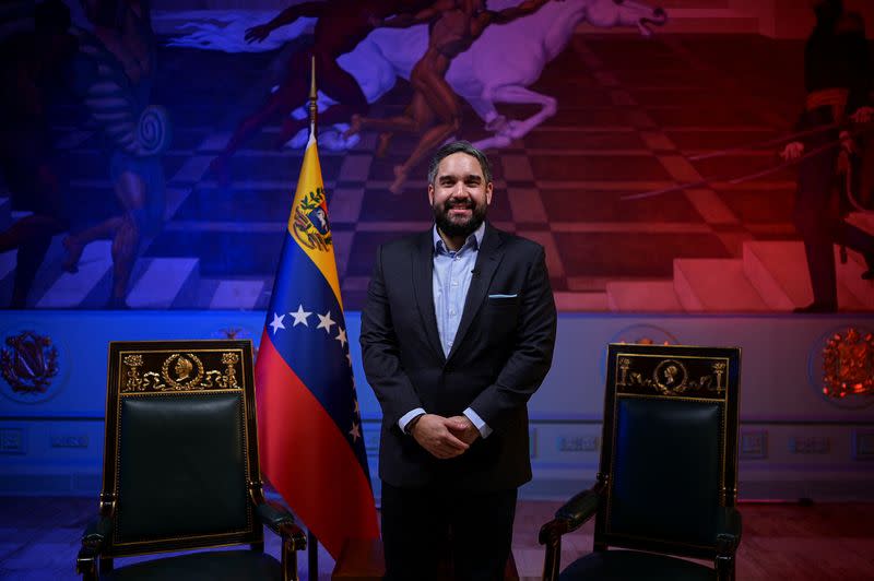 Nicolas Maduro Guerra attends an interview with Reuters in Caracas