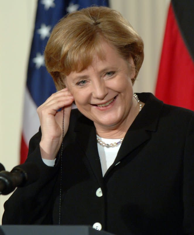 On November 22, 2005, Angela Merkel was sworn in as Germany's chancellor. She was the first woman and first person from East Germany to lead the country. File Photo by Roger L. Wollenberg/UPI