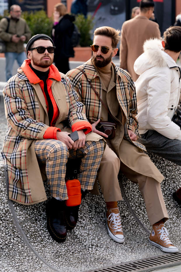 <p>On the street at Pitti Uomo Fall 2020. </p>