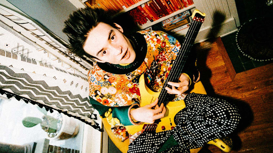 Jacob Collier with his custom five-string Strandberg