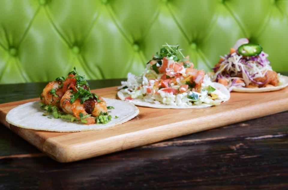An array of tacos are served at El Camino in Delray Beach.
