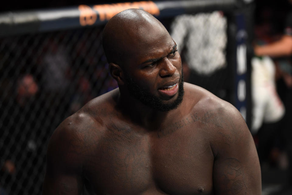 GREENVILLE, SC - JUNE 22:  Jairzinho Rozenstruik of Suriname celebrates his KO victory over Allen Crowder in their heavyweight bout during the UFC Fight Night event at Bon Secours Wellness Arena on June 22, 2019 in Greenville, South Carolina. (Photo by Josh Hedges/Zuffa LLC/Zuffa LLC via Getty Images)