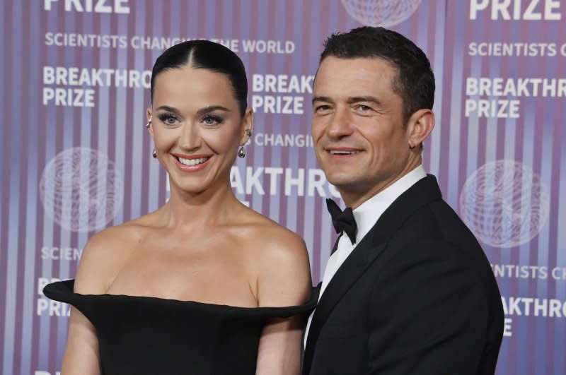 Katy Perry (L) and Orlando Bloom attend the Breakthrough Prize ceremony on Saturday. Photo by Jim Ruymen/UPI