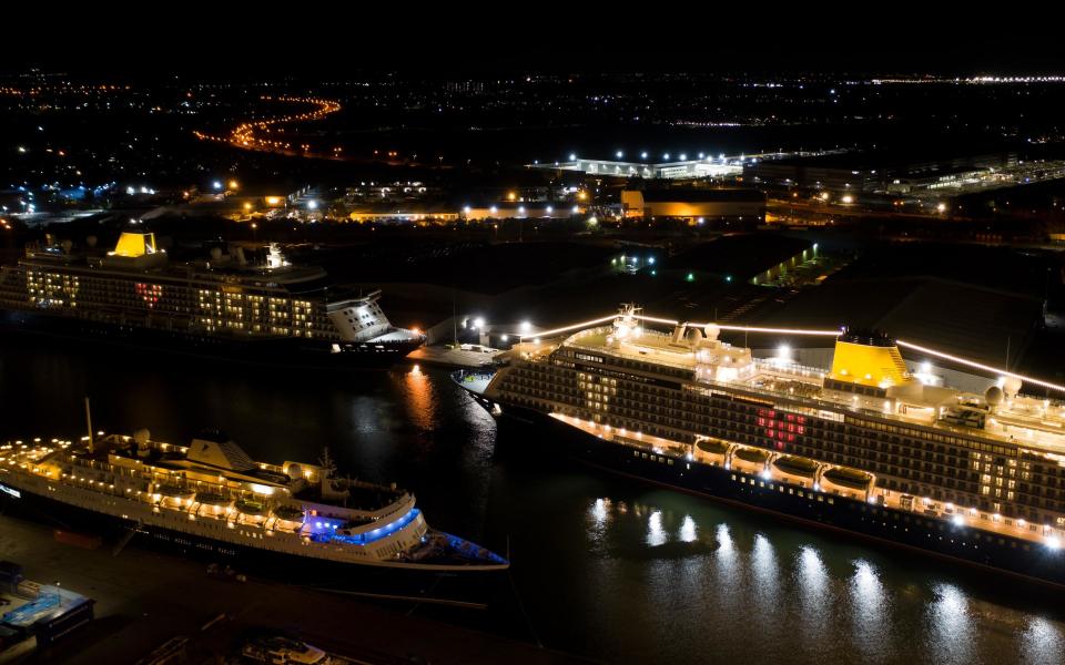 The two sisters are likely to stay berthed at Tilbury in the company of other laid-up ships until cruise holidays fully resume