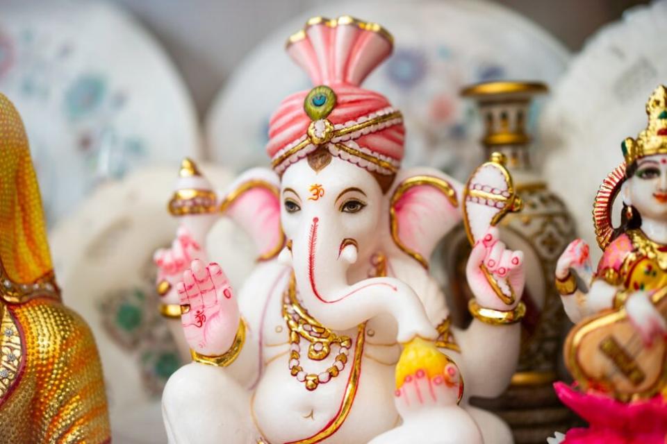 Elephant figure in a shop near Taj Mahal in Argra, India.

