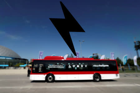 An electric bus part of the new fleet of electric buses for public transport launched by Chile's government, is seen parked in Santiago, Chile December 13, 2018. REUTERS/Ivan Alvarado