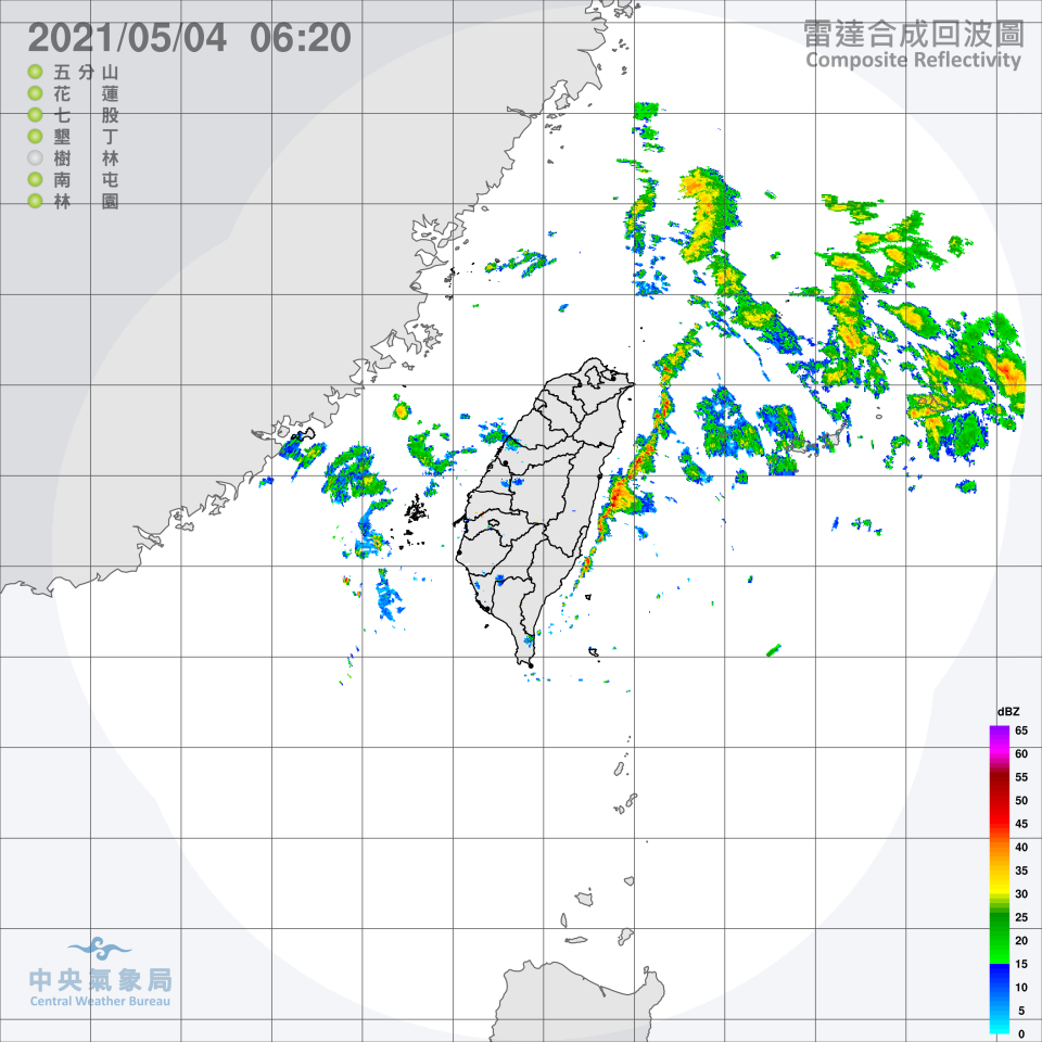 今日東半部地區及金門、馬祖有局部短暫雨。（圖／中央氣象局）