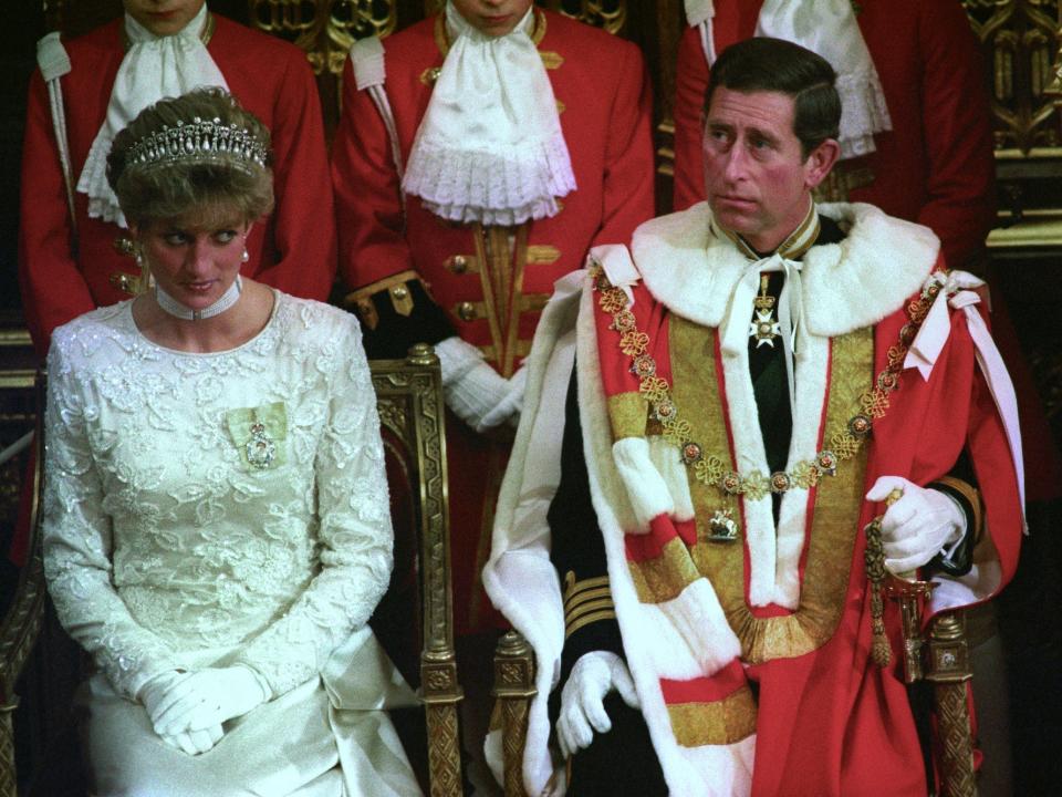Princess Diana and Prince Charles at the 1991 State Opening of Parliament.