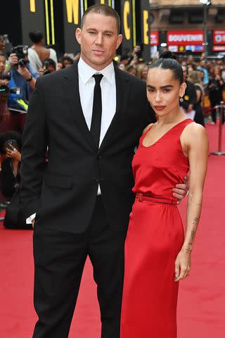 <p>Dave Benett/WireImage</p> Channing Tatum and Zoë' Kravitz at the London premiere of 'Blink Twice' on August 19, 2024