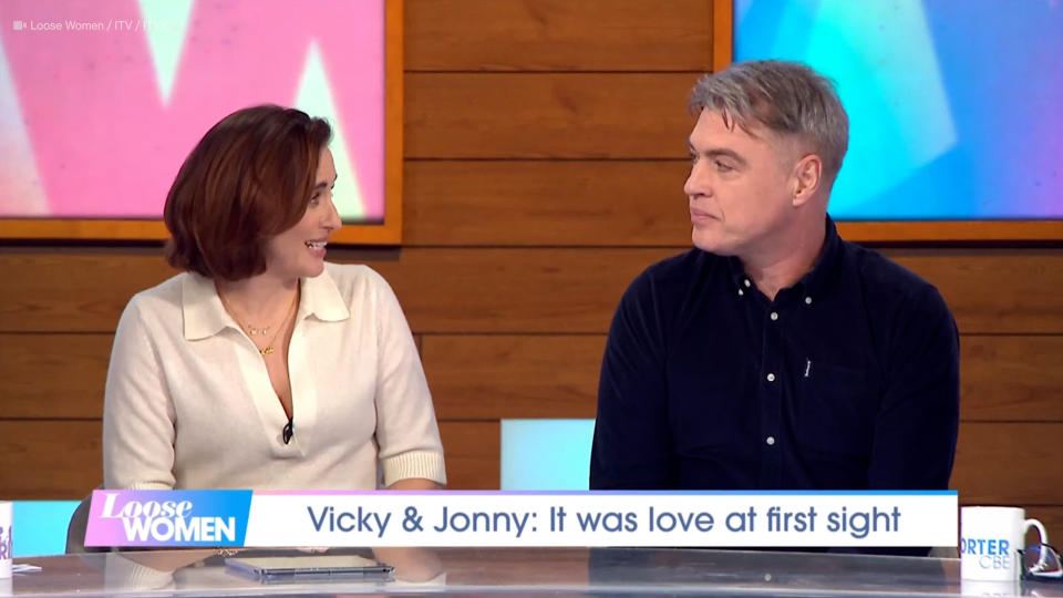 Vicky McClure and Jonny Owen shared an adoring look on Loose Women. (ITV grab)
