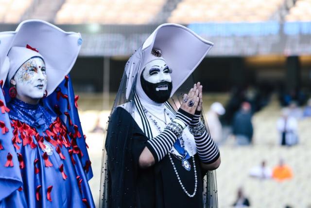 Thousands protest Sisters of Perpetual Indulgence outside Dodger Stadium  hours before start of Pride Night