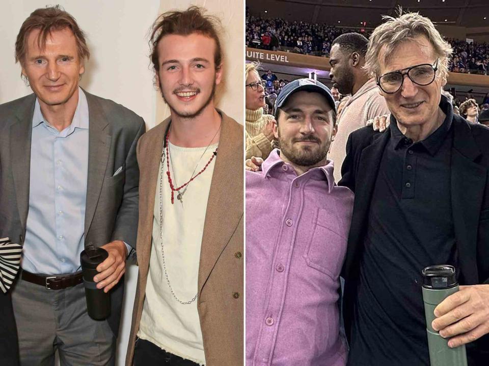 <p>David M. Benett/Getty ; Daniel Neeson Instagram</p> Left: Liam Neeson and his son Micheál Neeson attend the Maison Mais Non launch party on June 2, 2015 in London, England. Right: Liam Neeson and his son Daniel Neeson.  