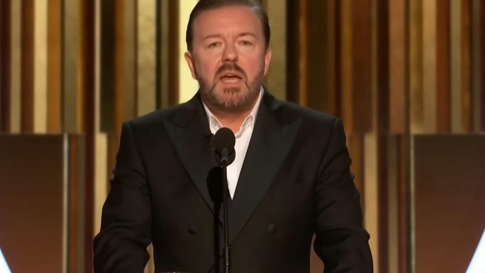 Ricky Gervais hosting the Golden Globes