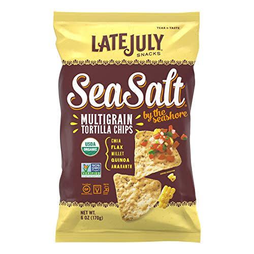 23) LATE JULY Snacks Multigrain Sea Salt by the Seashore Tortilla Chips, 6 oz. Bag (Pack of 12)