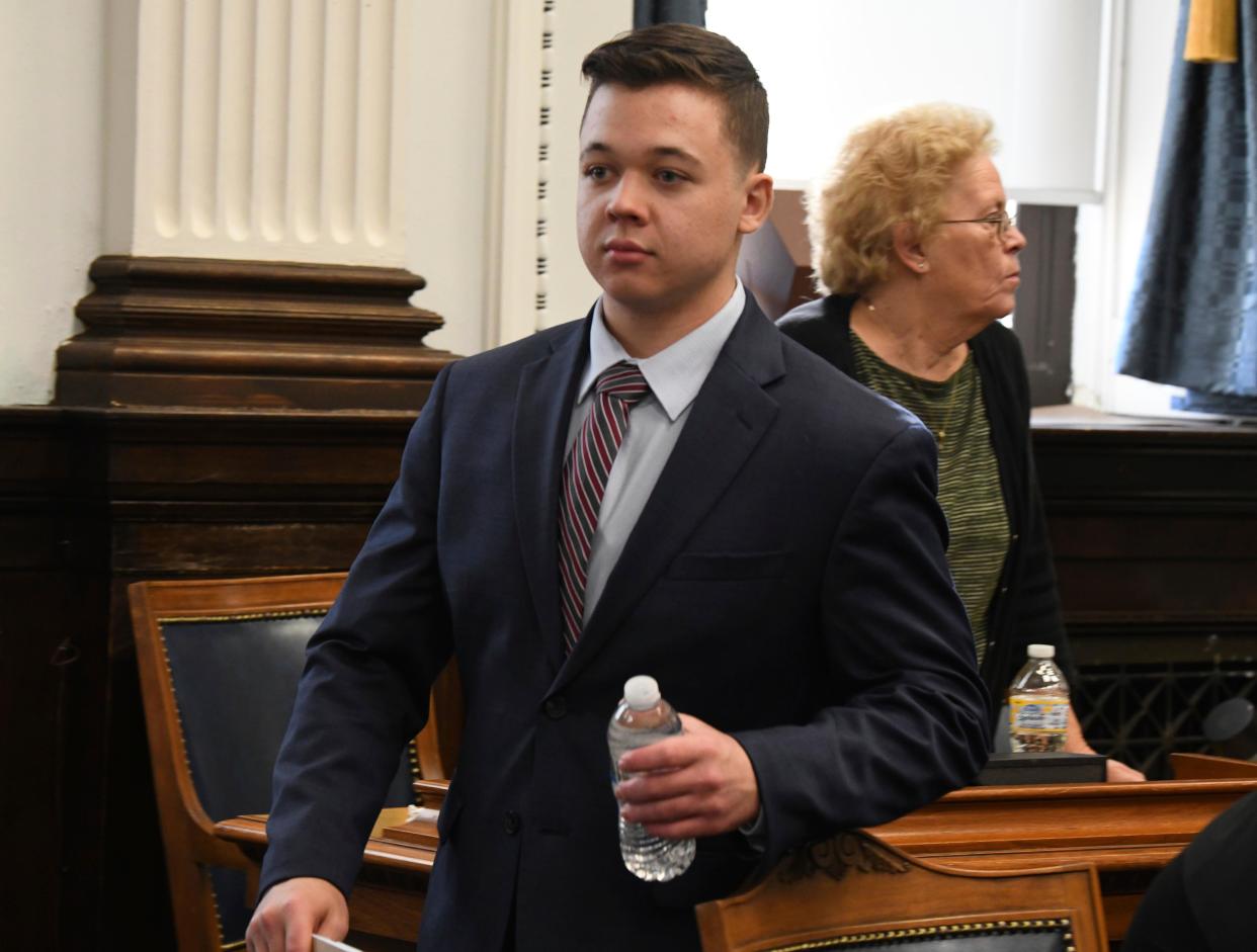 Kyle Rittenhouse arrives for the afternoon court session during his trial in Kenosha Circuit Court, Monday, Nov. 8, in Kenosha, Wis. 