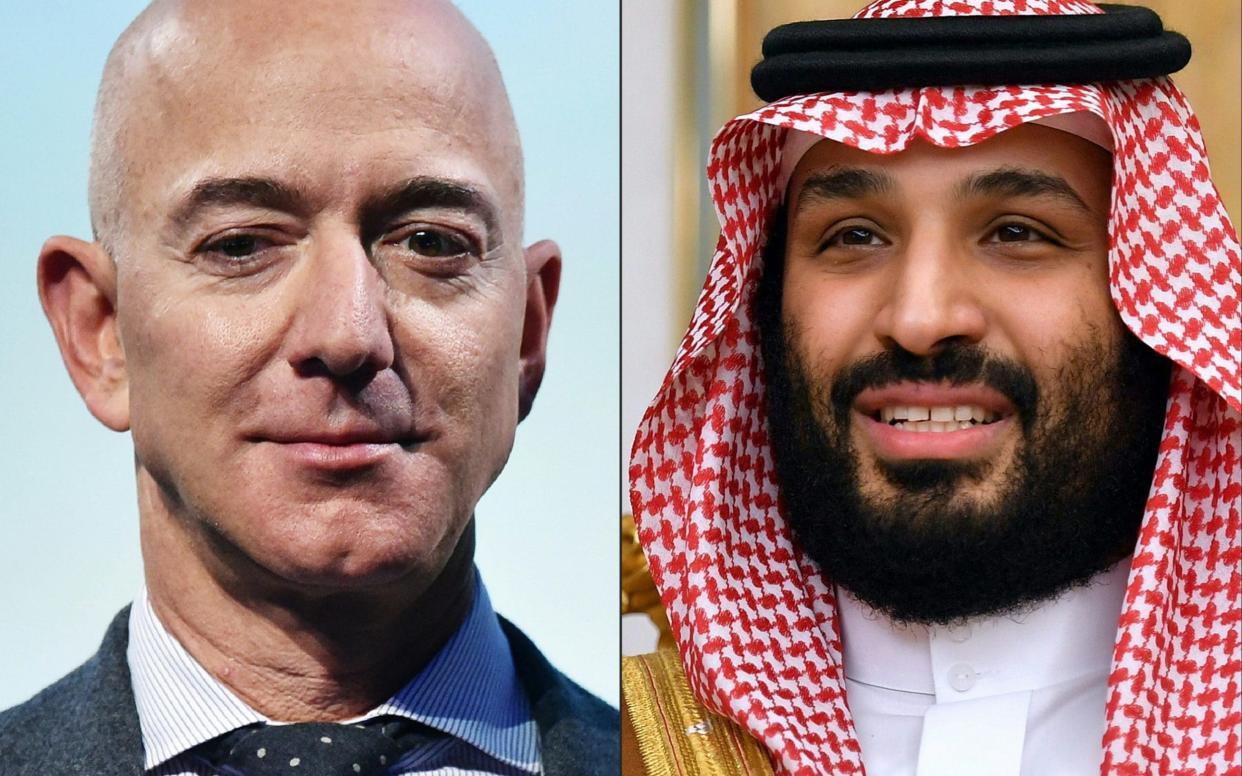 Jeff Bezos and Mohammed bin Salman - AFP