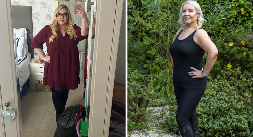Lara McReynolds was inspired to kickstart her weight loss journey after being embarrassed to appear in pictures with her daughter. (Lara McReynolds/SWNS)