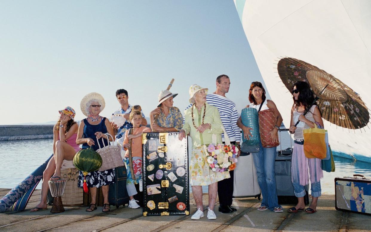 Large family about to go on a cruise