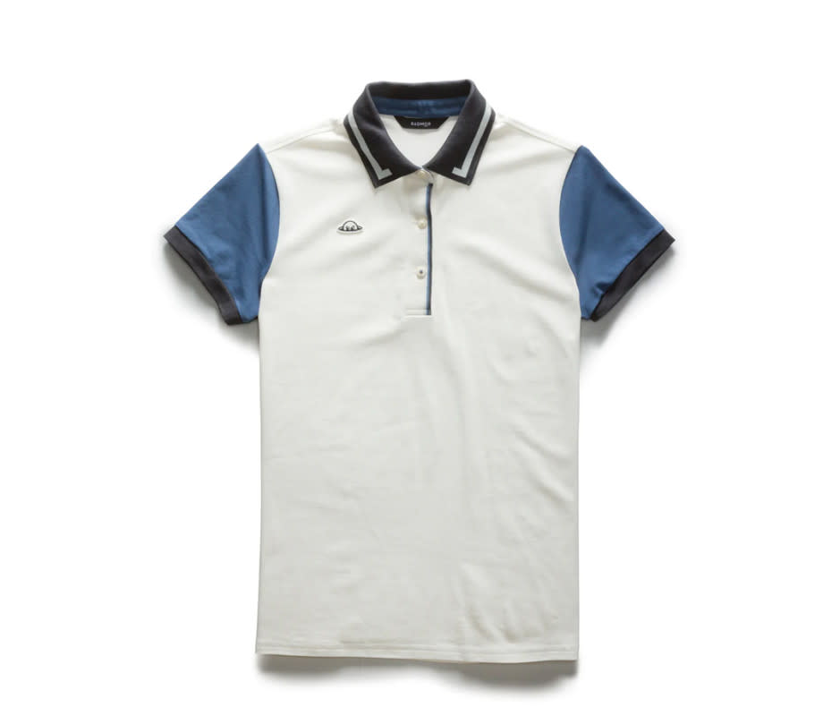 <p>Courtesy Image</p><p>The color-block sleeves, rib knit, contrasting collar, and tailored fit of <a href="https://radmorgolf.com/collections/womens-polos/products/copy-of-michele-stretch-pique-white-true-blue" rel="nofollow noopener" target="_blank" data-ylk="slk:Radmor Michele Block Stretch Pique;elm:context_link;itc:0;sec:content-canvas" class="link ">Radmor Michele Block Stretch Pique</a> polo elevates the ordinary golf uniform. But it’s still built for the game. There’s a tiny bit of elastane woven into the fabric so it stretches. The underarm is cut to enable an extended range of motion, too.</p>