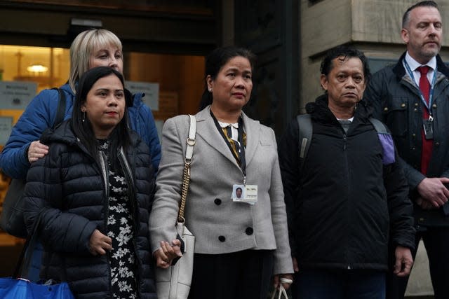 Family members of Bennylyn Burke outside Edinburgh High Court