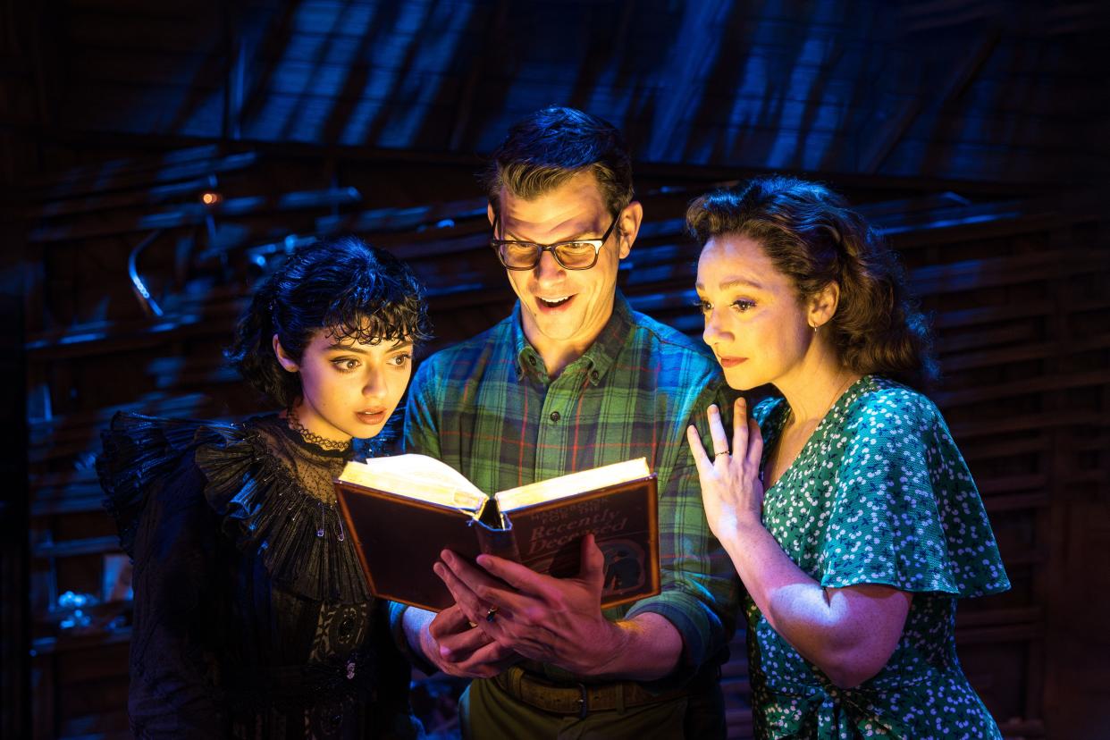 From left, Isabella Esler, Will Burton and Megan McGinnis appear in a the theatrical production, "Beetlejuice The Musical."