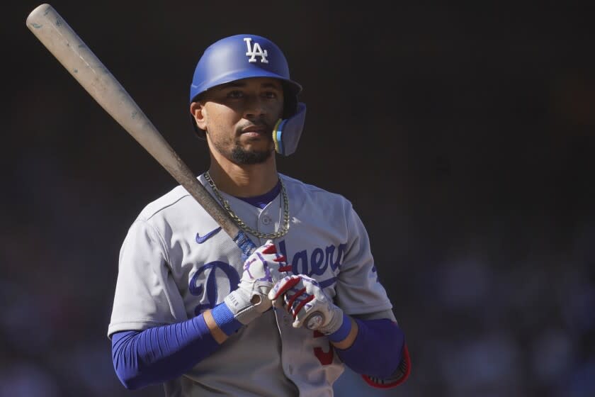 Los Angeles Dodgers' Mookie Betts during a baseball game against the San Francisco Giants.