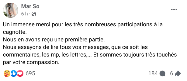 Le message écrit par la mère d’Émile sur Facebook ce mercredi 17 avril. 