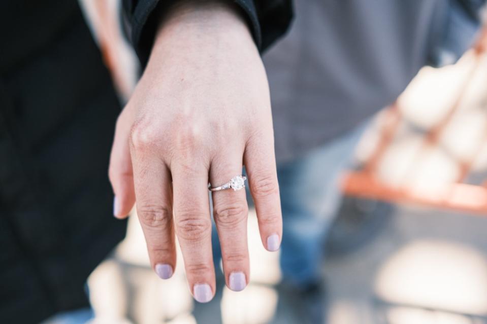 Schleider proposed to Greenbaum using her grandmother’s diamond ring. Stephen Yang