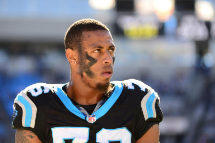 Greg Hardy practiced most of the week but didn't play Sunday. (USA TODAY Sports) 