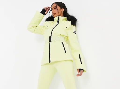 ASOS 4505 ski belted jacket with faux fur hood