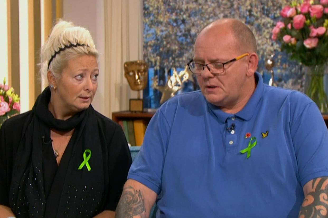 Harry Dunn's parents Charlotte Charles (L) and Tim Dunn (R): ITV