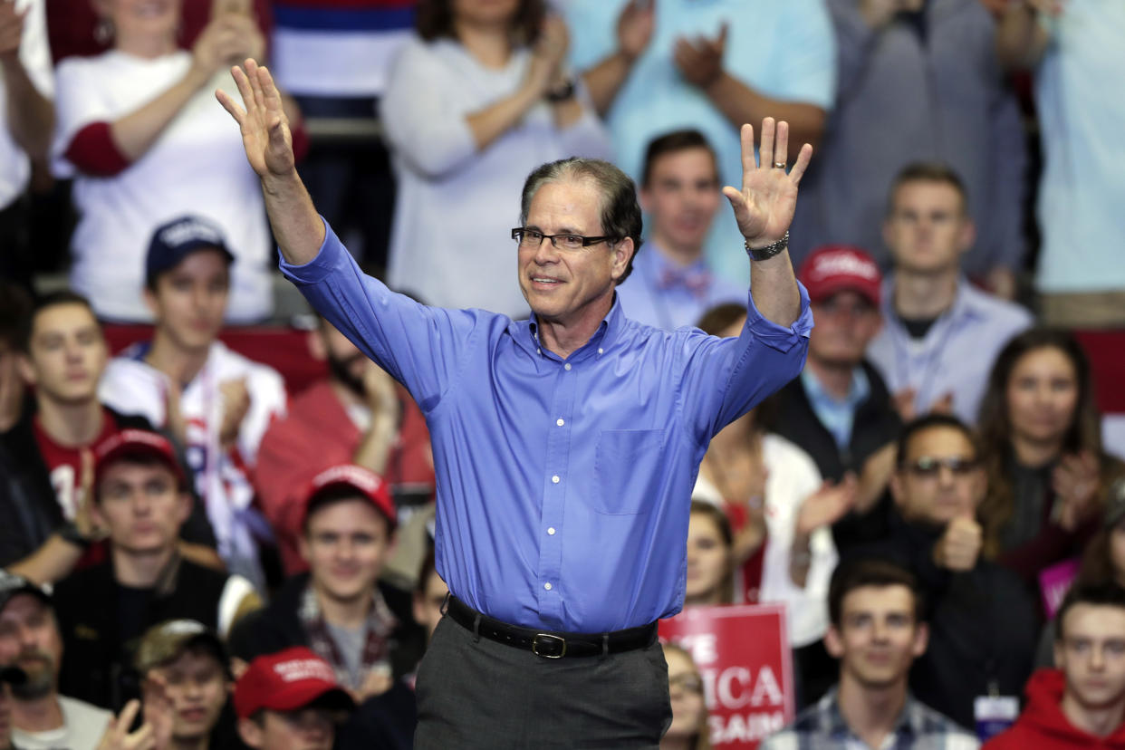Mike Braun at a campaign rally that featured President Trump in Fort Wayne, Ind., on Nov. 5, 2018. (Photo: Michael Conroy/AP)
