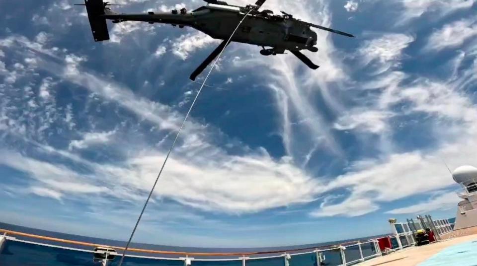 PHOTO: Air Force rescues a sick passenger from aboard the Carnival Venezia cruise ship. (920th RQW)