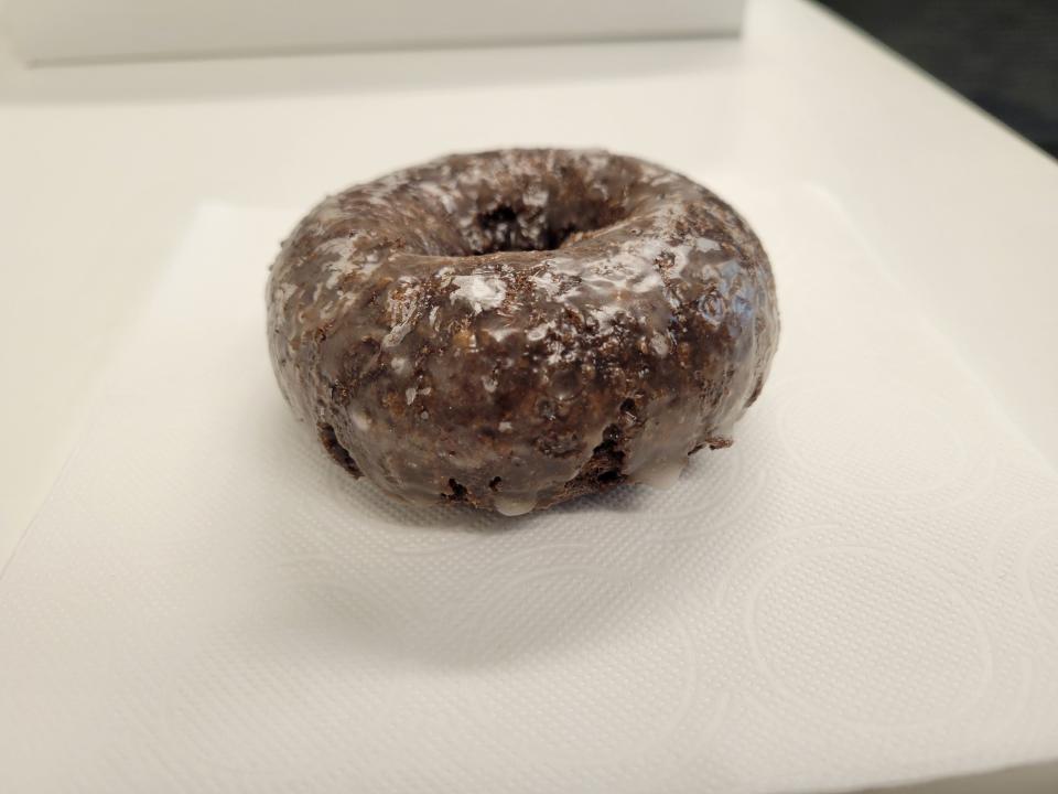 The Glazed Devil's Food Cake from Sprinkles Donut Shop.