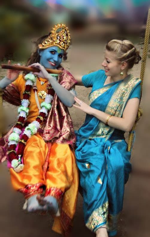 Aparna Mulberry along with her friend Ambujam who dressed like Lord Krishna