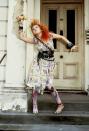 <p>Cyndi Lauper in a colorful glam-rock look. </p>