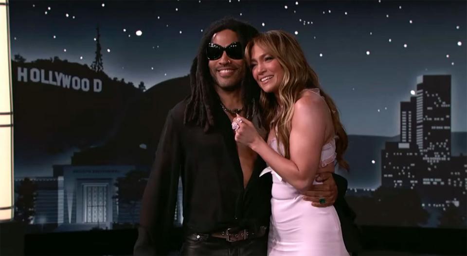 Lenny Kravitz Crashes Jennifer Lopez S Jimmy Kimmel Live Interview With